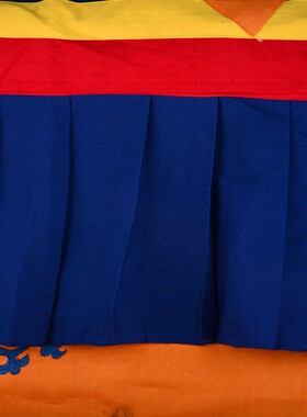 藏式方形门帘西藏民族风装饰手C工刺绣八吉祥加厚隔断门帘橙色