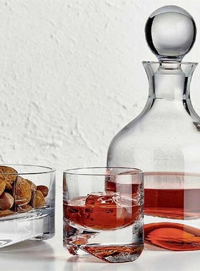水晶玻璃杯酒具i酒樽醒酒器威士忌杯样板间酒具摆件装饰品设计套