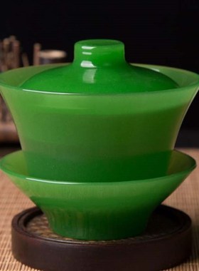 2021c琉璃玉单个w盖碗大茶杯泡茶仿敬茶碗半手工耐热大号茶具送礼