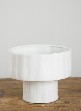 北欧陶瓷高脚花瓶白色书房客厅插花E餐桌装饰花器设计师样板房软