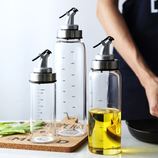 家庭厨房耐热醋瓶酱油瓶调味瓶套装 家用防漏玻璃油壶定量大小号瓶