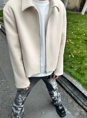 SHIIN 双色短宽廓形100%羊毛夹克2.0  进口1300G双面加厚100%羊毛