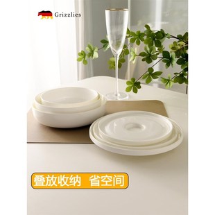 德国陶瓷带盖可微波蒸盘s加深窝盘骨瓷深盘蒸饭蒸菜盘子菜盘家用