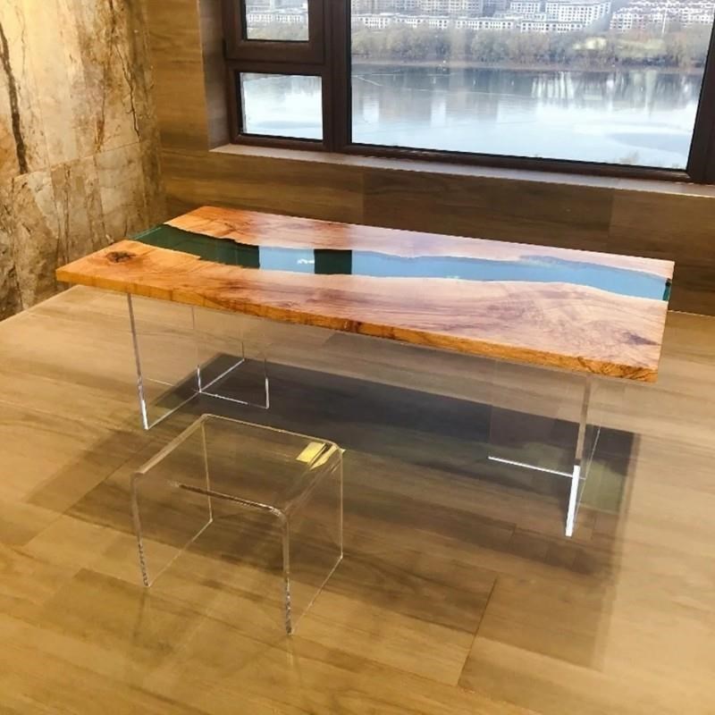 亚克力桌腿透明桌脚餐桌支v架餐桌茶几支撑腿桌角厚板抛光定制加