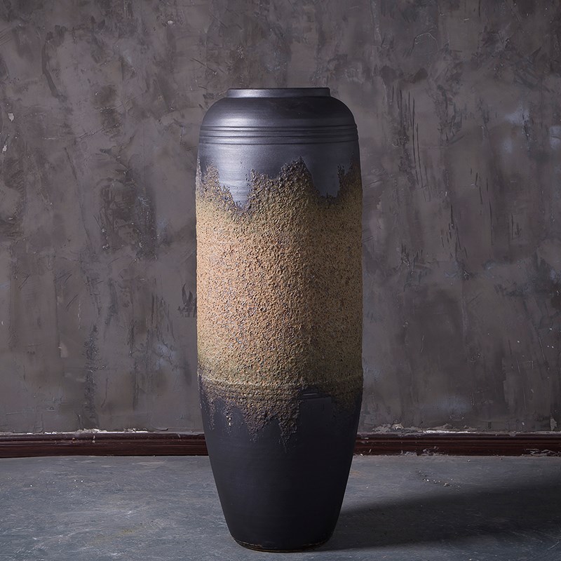 样板房插花器别墅粗陶酒店陶y瓷花瓶摆件干大堂摆落地高端支陶罐