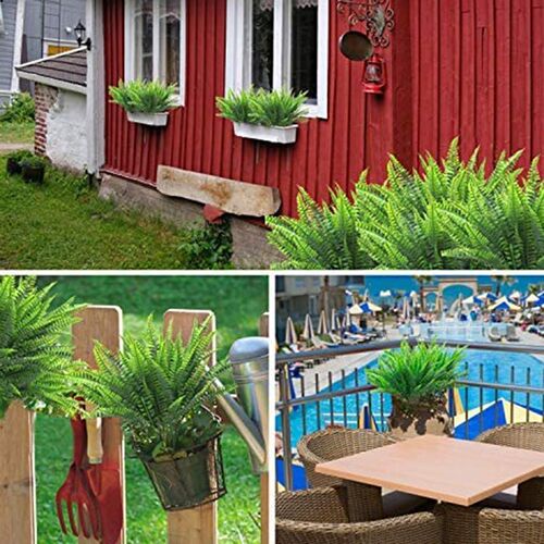 12 Pabck Artificial Plant Ferns Faux Ferns for Outdoor Indoo - 封面