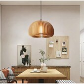 南瓜木艺餐厅灯北欧吊灯日式 侘y寂风复古卧室灯原木创意民宿南瓜