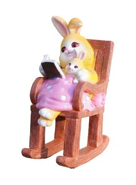 极速Parent Child Bunny Sttatue Animal Figurine Craft Cute Re