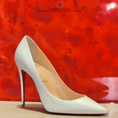 heels pumps kate Paris leather 120mm calf high patent white