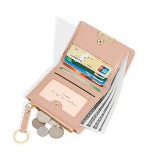 跨境简约高级感女士钱包wallet 拉链零钱卡包 时尚 多卡位短款