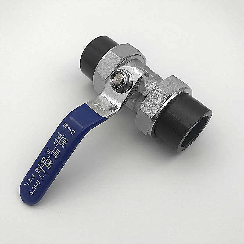 PE双活接球阀2025PE铜阀门63 75 90 110热熔球阀阀门开关水管配件