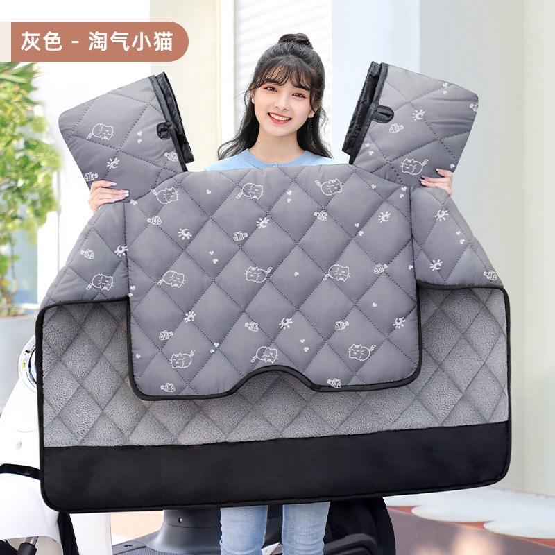 儿童亲子款电动摩托车挡风被罩冬季加绒加厚电车电瓶防寒母子防水