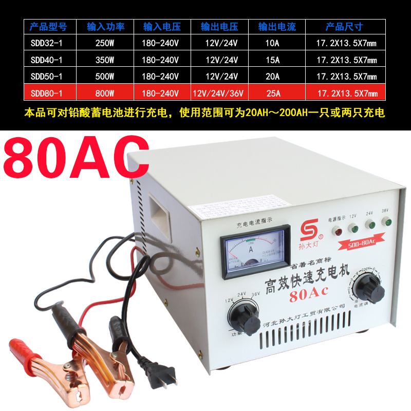 汽车电瓶充电器12v24v36伏智能纯铜摩托车蓄电池通用型快速充电机