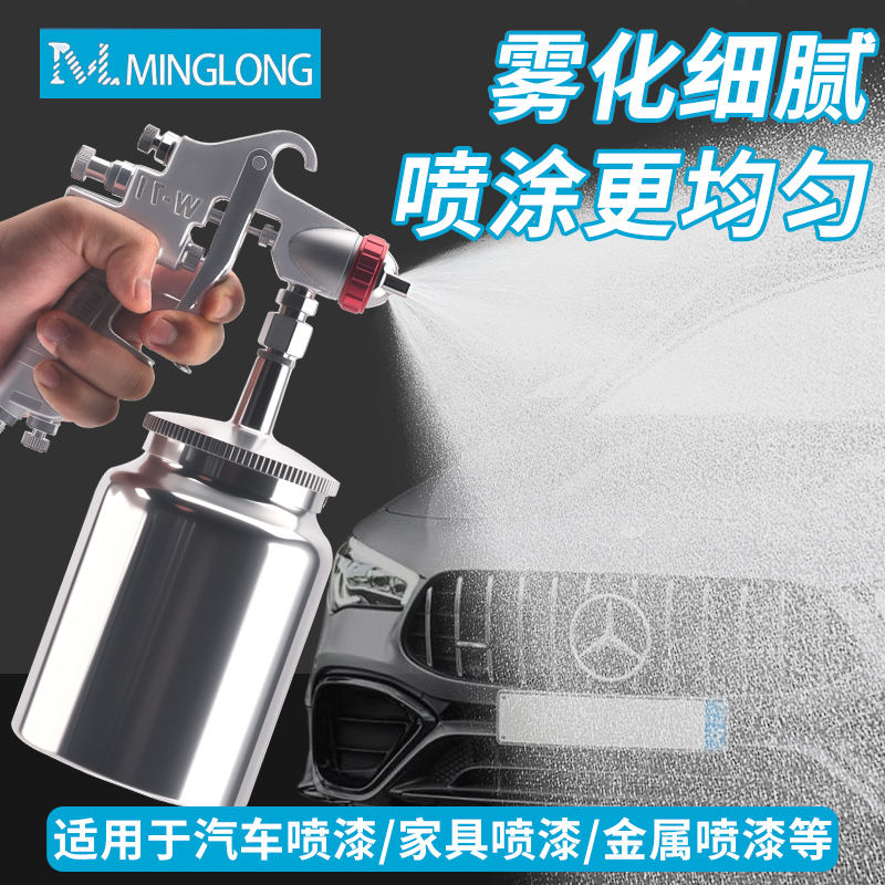 明龙汽车喷漆枪气动工业级高端家具墙面乳胶漆喷涂高雾化工具大全