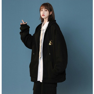 奶黄色外套女盐系百搭慵懒风卫衣开衫春秋季韩版宽松棒球服潮ins