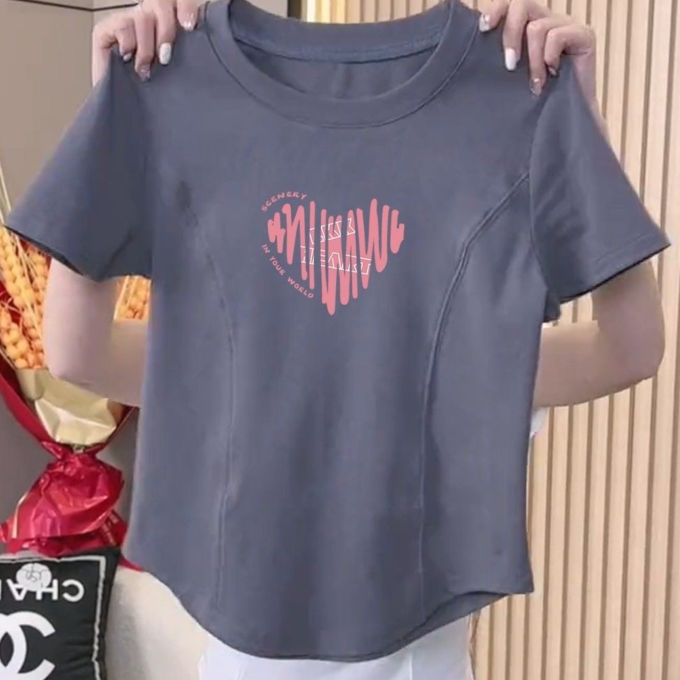 短袖t恤女2026夏季新款纯欲风圆领弧形下摆减龄简约不规则上衣ins,女装/女士精品,T恤,淘宝优惠券,粉丝福利购,淘宝优惠卷