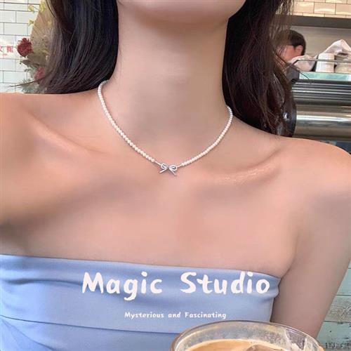 高品质施家珍珠蝴蝶结颈链女choker2024新款爆款锁骨链高级感项链