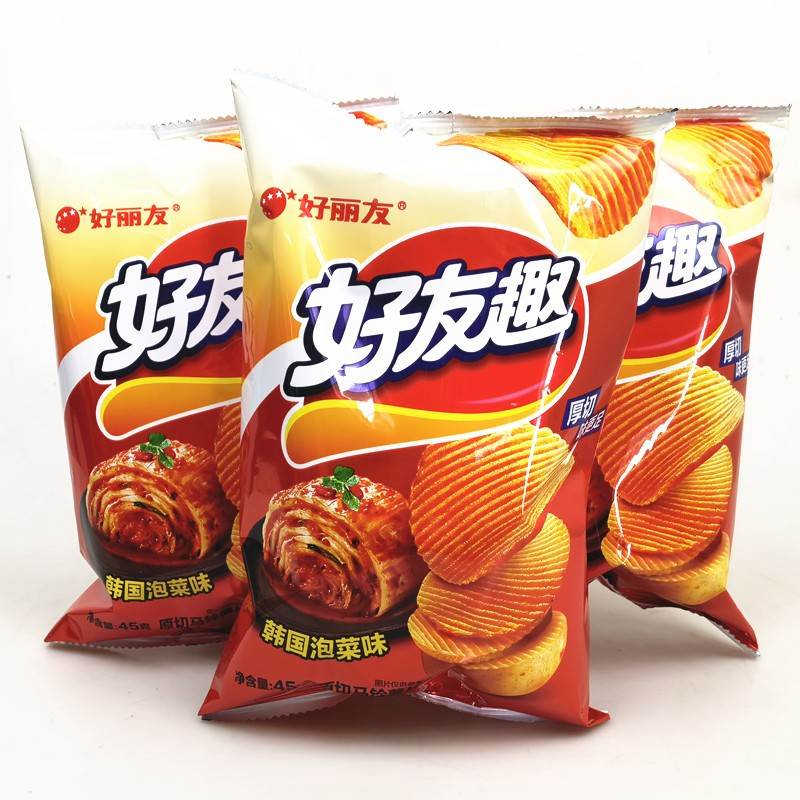 好丽友好友趣韩国泡菜味45g*8包薯片大包追剧食品休闲零食整箱