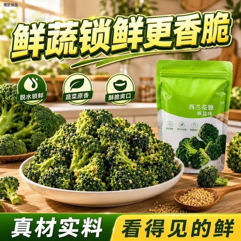 椒盐味西兰花脆蔬菜干零食低温脱水酥香可口解馋小吃办公室囤货