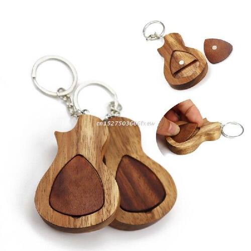 极速Guitar Keychaino Case Wooden Guitar Pick Case, Organizer