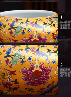 新品景德镇陶f瓷器聚宝盆摆件中式家居电视柜博古架办公室装饰工