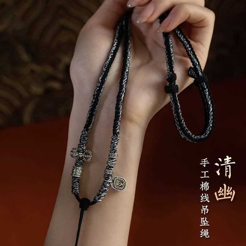 极速纯手c工西藏风编织天珠蜜蜡唐卡佛牌手搓棉线珠珠吊坠配饰挂