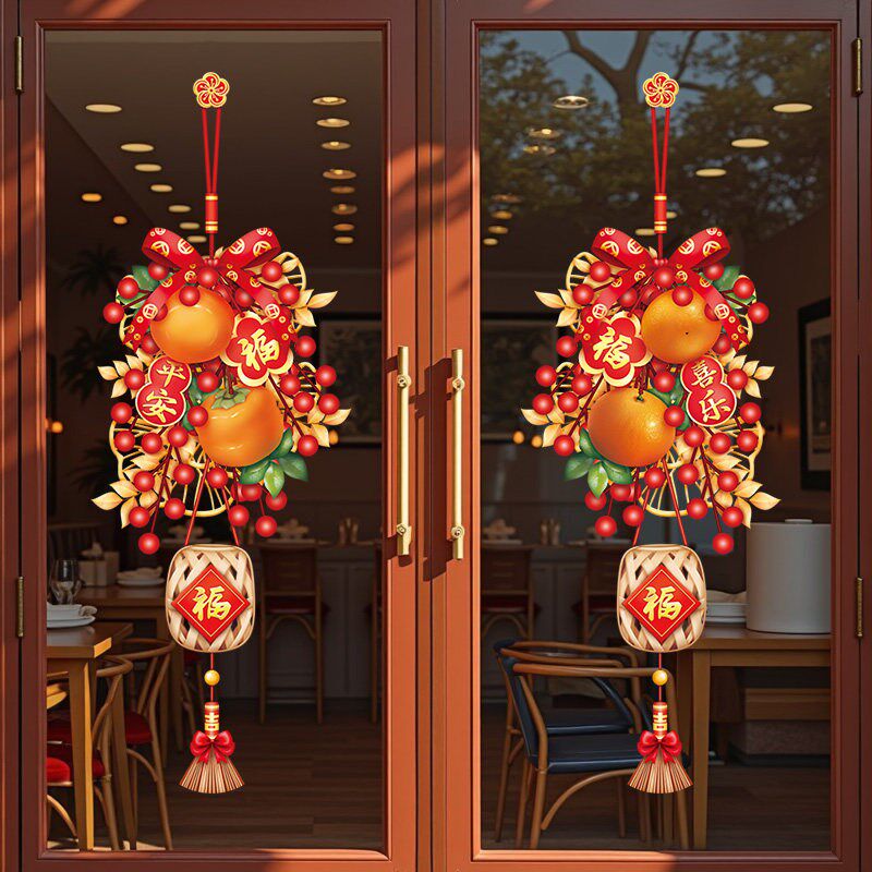 新品2025蛇年新年n灯笼挂饰装饰静电贴玻璃门贴纸元旦布置春节过