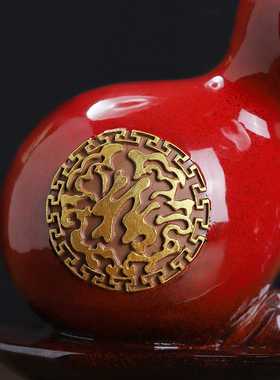 新品陶瓷葫芦摆件新中式家居客厅玄关招财鹿博古架电视Z柜装饰工