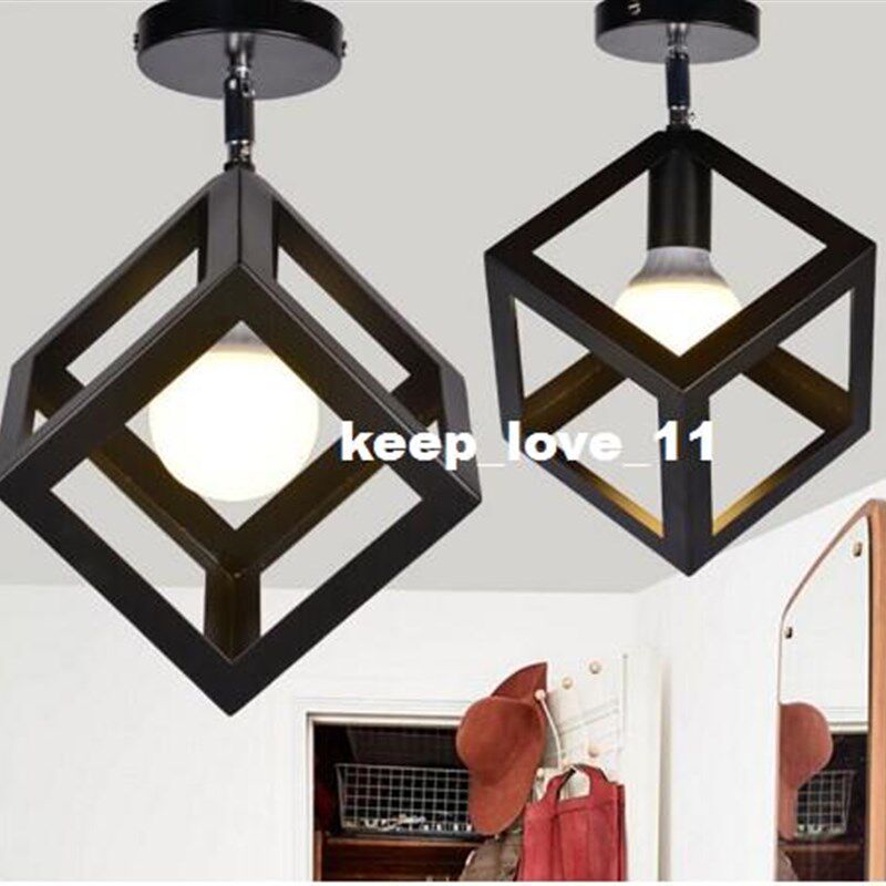 极速Vintage Iron White/Black Matte Painting PendantW Lamp Fo