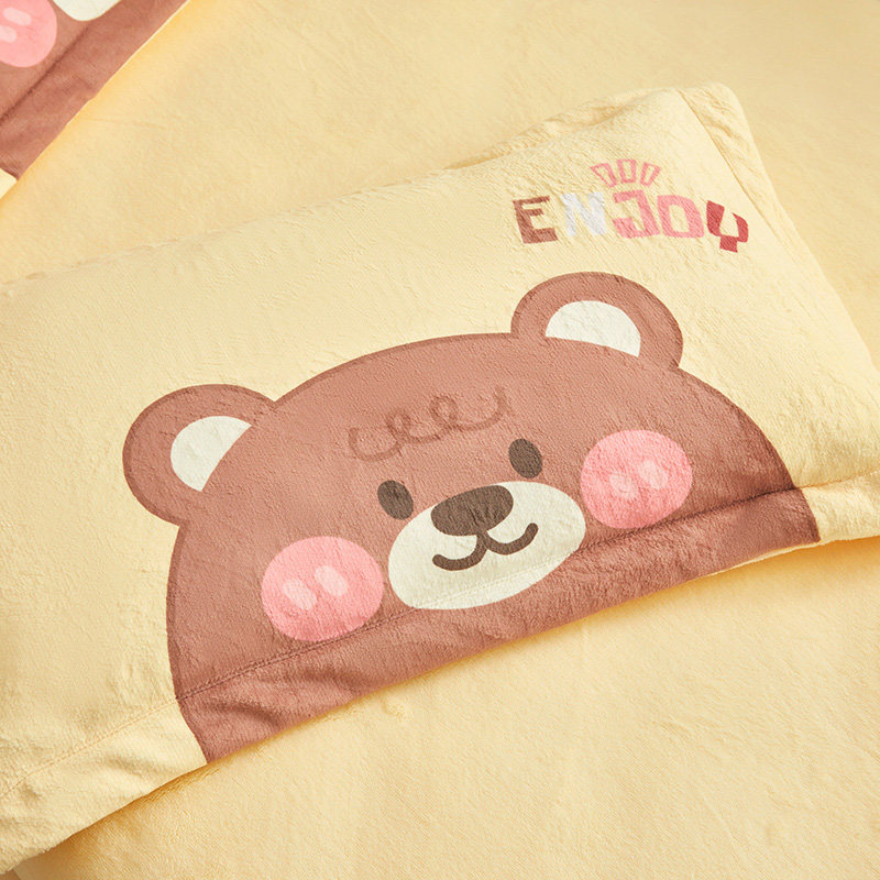 极速卡通牛奶绒i枕套一对装家用加厚珊瑚绒儿童枕头套单个枕芯套