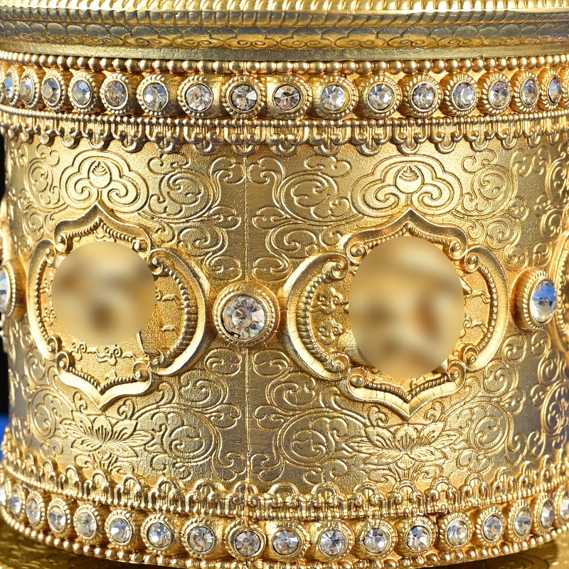 慧宝纯铜指捻转轮家居西藏家用装饰静音桌面Q指尖手动金转筒摆件