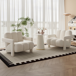 北欧轻奢奶油风客厅家用懒人沙发现代酒店民宿美容院休闲单椅组合