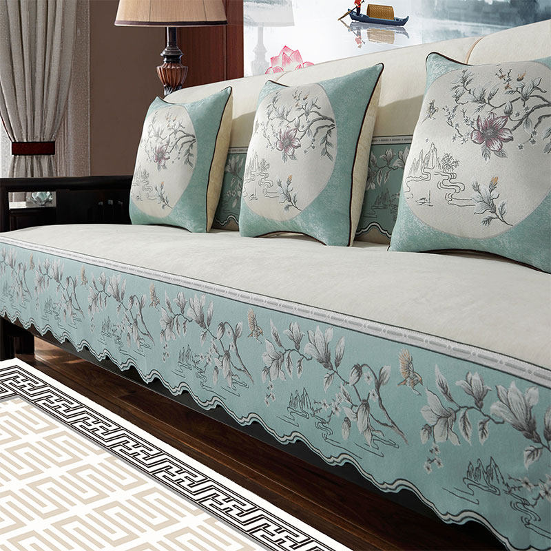 新中式沙发垫坐垫四季通用防滑高档实木沙发套罩盖布红木家具座垫