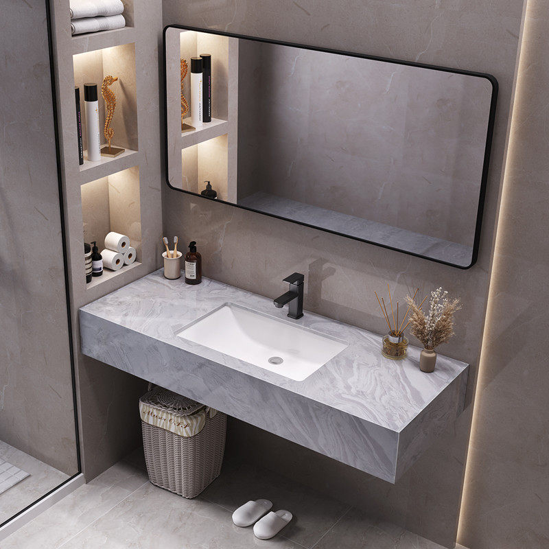 宾馆简约款洗手盆组合浴室大理石洗脸池出租房卫生间面盆柜洗漱台