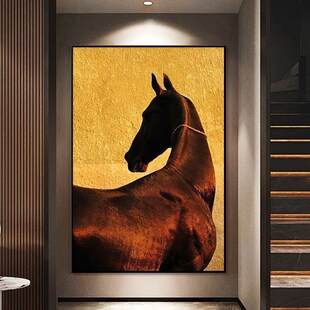 高端样板房马装 侘寂风格 饰 抽象艺术客厅挂画彷古风格 现代极简风格