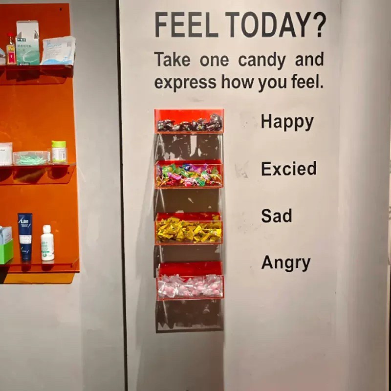 公司糖果文化墙互动糖果盒子墙面储物盒彩色亚克力盒子