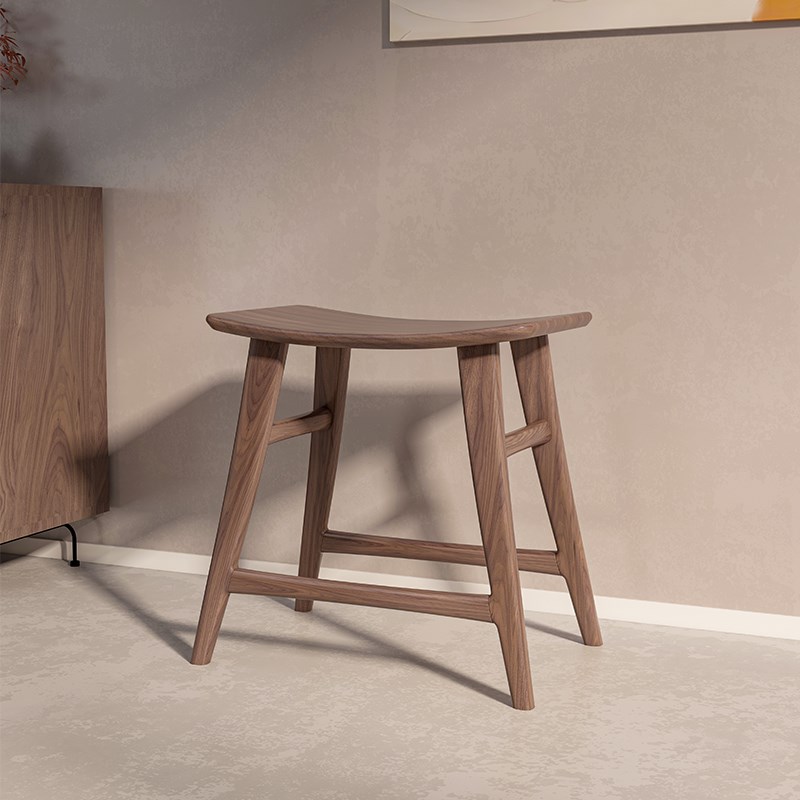 北美黑胡桃木中古风实木化妆凳梳妆台凳家用卧室高级感奶油化妆椅