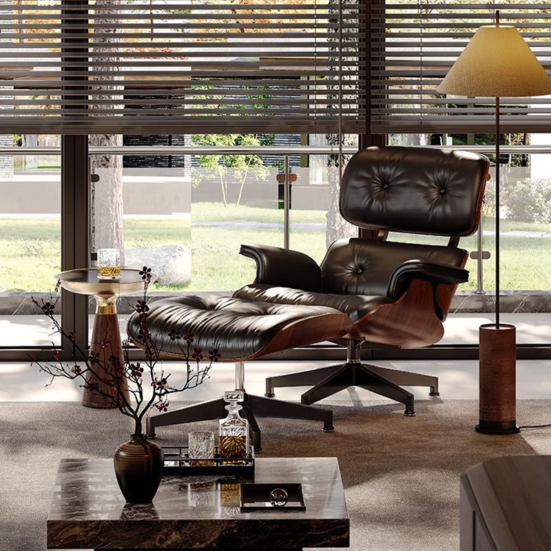 伊姆斯躺椅总裁真皮m旋转意式轻奢客厅办公室午休休闲椅设计师躺