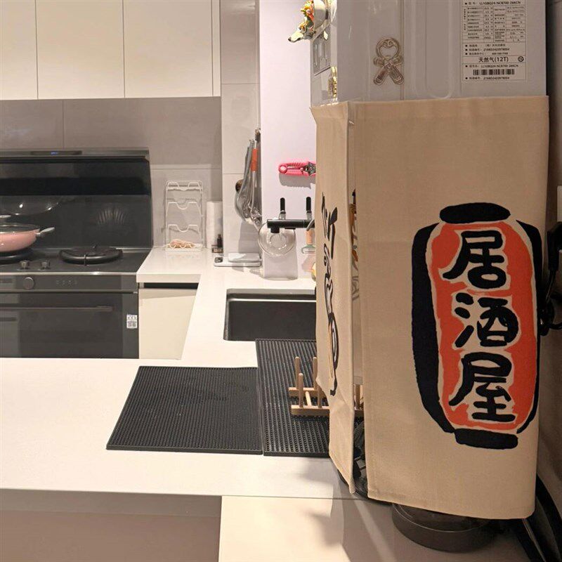 燃气热水器装饰遮挡罩免打孔魔术贴遮挡帘厨房燃气管道遮挡装饰