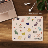 创意涂鸦鼠标垫女生小号皮质高级感办公电脑桌垫工位家用鼠标垫女