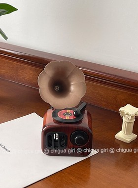 韩风ins风复古留声机音乐盒八音盒桌面摆件房间民宿装饰拍照道具