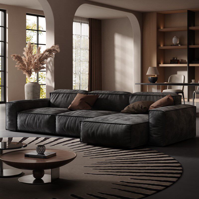 2025年新款意式布艺沙发豆腐块磨砂布组合客厅三四人位直排小户型