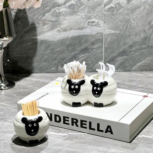 家用陶瓷牙签盒牙签筒牙线收纳盒客厅餐厅简约个性可爱卡通棉签盒