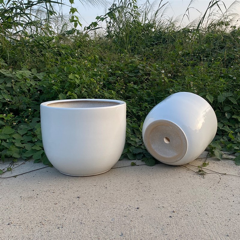 简约白色陶瓷花盆60crm特大号大口径盆阳台室内地面种植发财树大