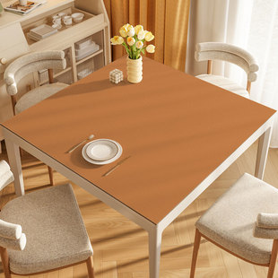 纯色皮革方桌桌布防水防油防烫餐桌垫正方形八仙桌台布轻奢高级感
