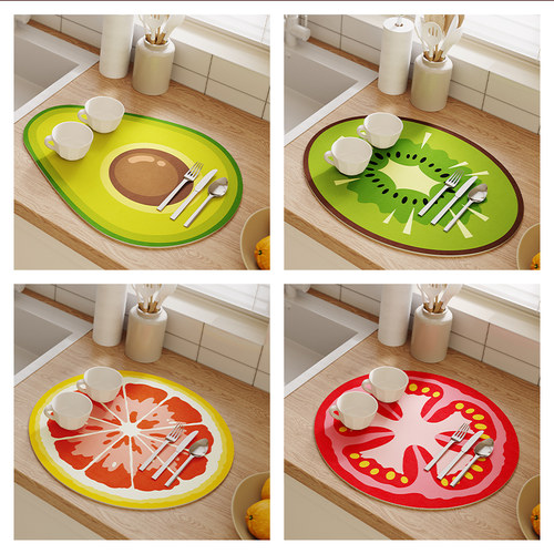 奈司厨房沥水垫洗手台面可擦洗垫C子隔热杯垫牛油果软硅藻泥吸水