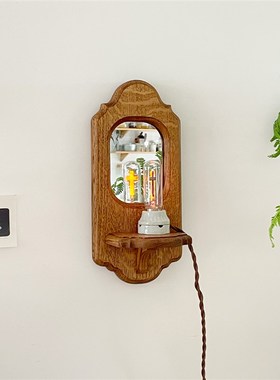 syuku art中古风ins复古风格墙面置物架壁挂架烛台 家居装饰实木