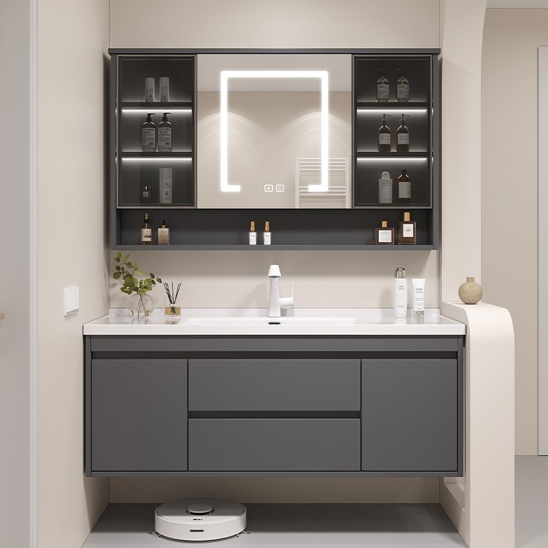 轻奢橡胶木浴室柜组合洗手台盆柜洗漱台烤漆洗脸盆柜陶.瓷盆卫生