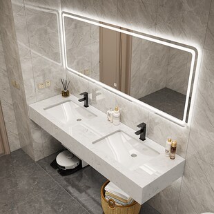 浴室柜定制组合洗脸盆双人洗漱池大理石公共厕所卫生间双盆洗手台