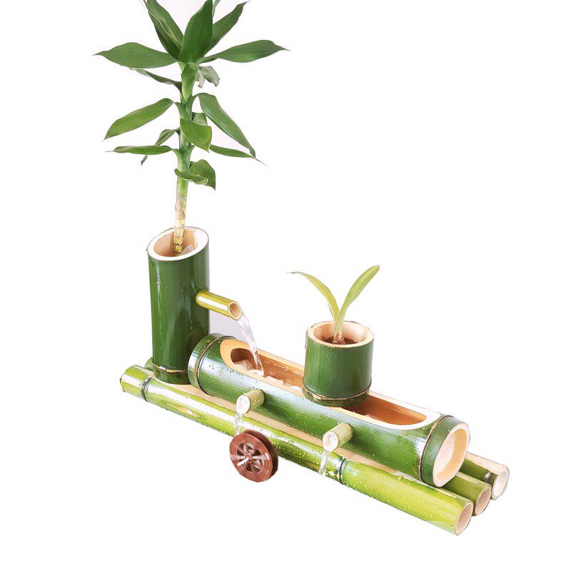 竹子流水器竹筒流水摆件养鱼过滤金鱼缸摆件流水循环自制喷泉客厅